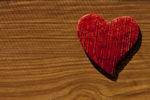 Red heart decoration wood background — Stock Photo, Image