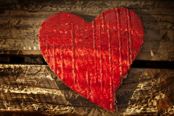 Red heart decoration wood background — Stock Photo, Image