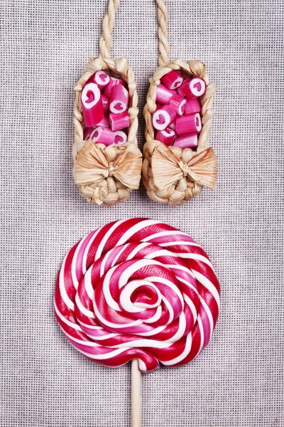 Lovely heart candy canes — Stock Photo, Image