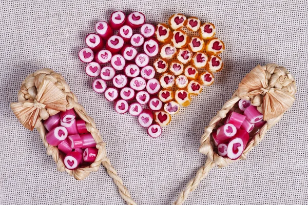 Lovely heart candy canes — Stock Photo, Image