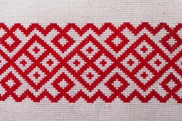 Ukrainian embroidery ornament red white — Stock Photo, Image