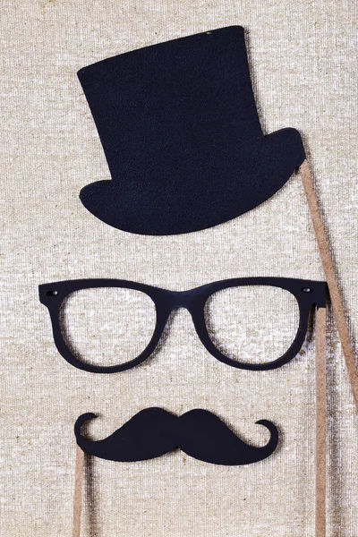 Accessoires de mariage moustache et lunettes — Photo