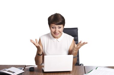 güzel iş kadını, beyaz bir arka plan üzerinde izole