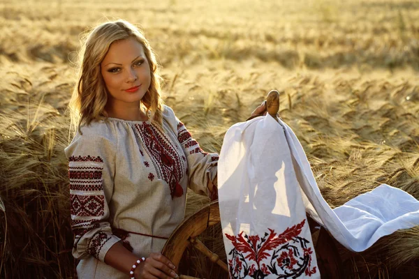 Beautiful young Ukrainian girl in traditional dress Royalty Free Stock Images