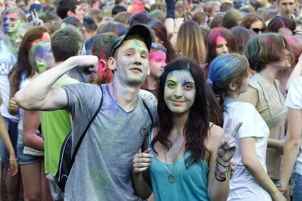 Kleurrijke viering, het festival van Holi kleuren — Stockfoto