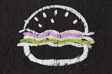 hamburger ve çizburger, soyut desen siyah bir zemin üzerine