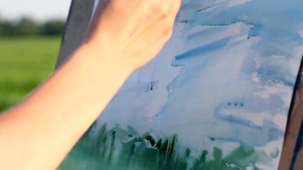 Aquarela pintura close-up — Vídeo de Stock