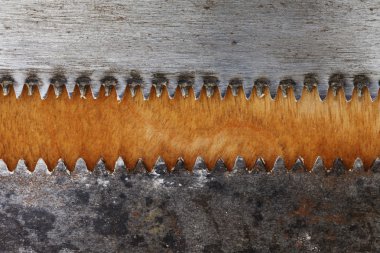 ahşap ve Testere keskin ağızları, endüstriyel grunge arka plan