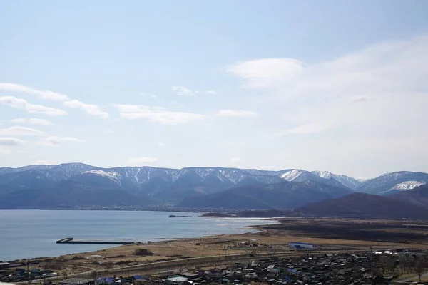 Vista Sulle Montagne Villaggio Dal Passo Kultuk Nella Regione Irkutsk — Foto Stock