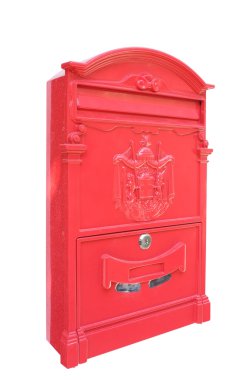 Beyaz arka plan üzerinde izole kırmızı posta kutusu