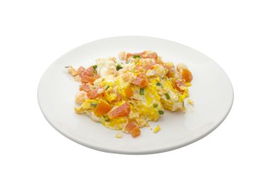 Omlet karides ve domates ile