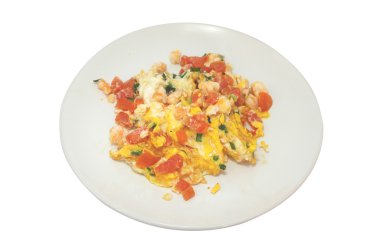 Omlet karides ve domates ile