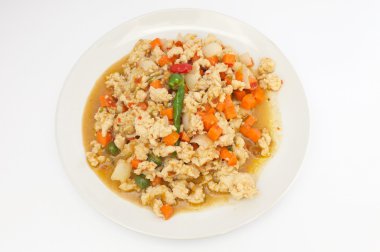 Fry tavuk baharatlı madde, Tayland gıda ile karıştırın