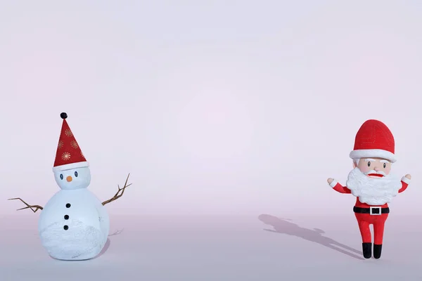 Rendering Dança Alegre Papai Noel Boneco Neve Fundo Ice Conceito Imagens De Bancos De Imagens