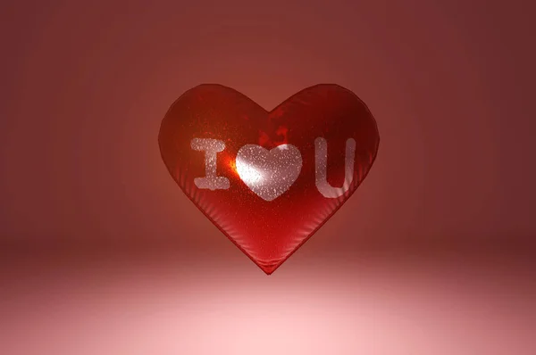 Rendering Rendering Red Heart Message Love Text — Stock Photo, Image