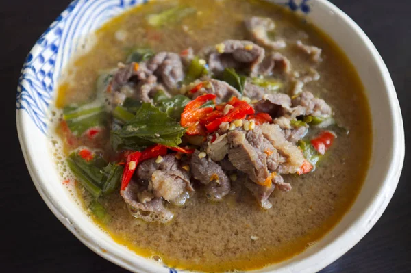 Tajska Kuchnia Tom Sab Zupa Isaan Lub Thai Clear Spicy — Zdjęcie stockowe