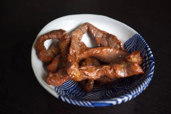 Comida Callejera Tailandesa Una Carne Seca Sol — Foto de Stock