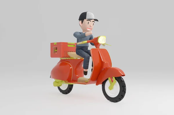 Ilustración Entrega Expresa Por Motocicleta Scooter —  Fotos de Stock