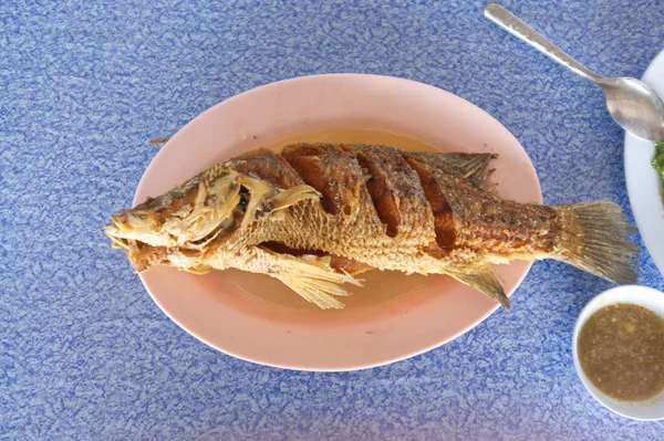 Snapper Topped Sauce Thai Seafood — Stock Photo, Image