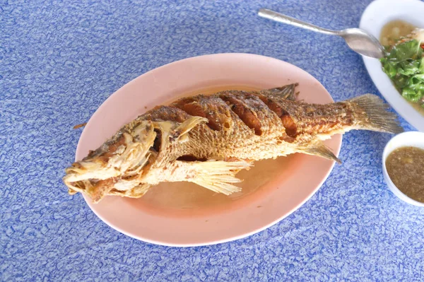 Snapper Topped Sauce Thai Seafood — Stock Photo, Image