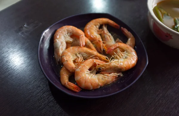 Comida Tailandesa Camarões Camarões Salgados Assados — Fotografia de Stock