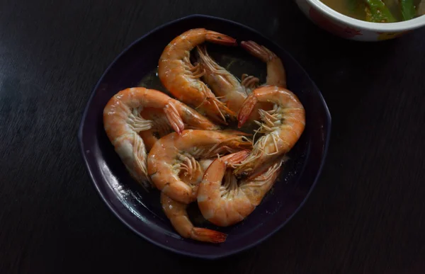 Dat Eten Klaar Gebakken Gezouten Garnalen — Stockfoto