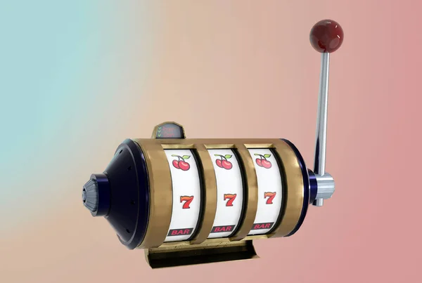 Ілюстрація Ігровий Автомат Один Ручний Бандит Пастельному Фоні — стокове фото