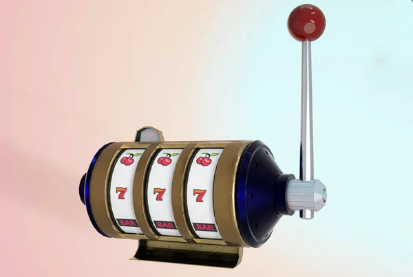 Illustration Slot Machine One Arm Bandit Pastel Background — Stock Photo, Image