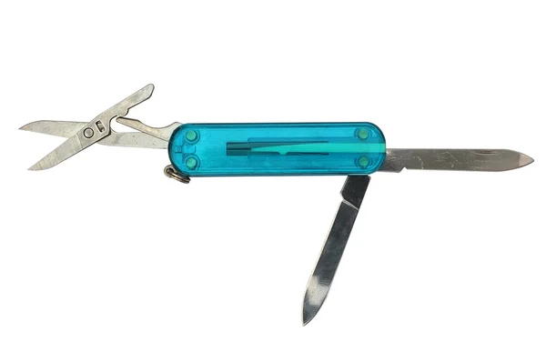 Facas do exército, equipamentos multiúso, faca de bolso, faca dobrável, Jackknife isolado no fundo branco — Fotografia de Stock