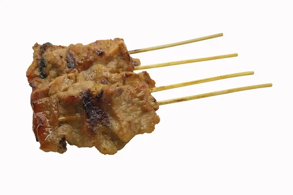 Thai-style roasted pork, grilled pork, pork steak, barbecue pork on skewers (Moo Yang, Mu Ping) — Stock Photo, Image