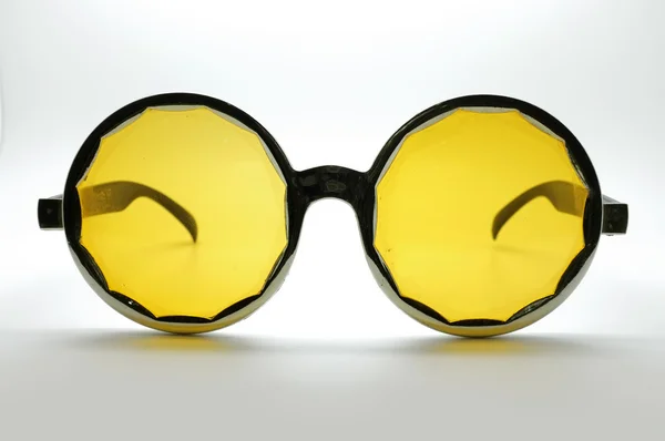 Yellow retro, vintage glasses, eye wear, black frame — Stock Photo, Image