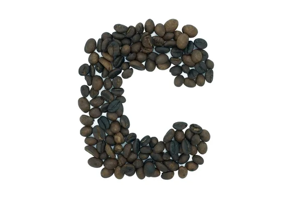 C, alfabeto do grão de café isolado no fundo branco — Fotografia de Stock
