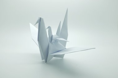 Beyaz origami turna, kuş, kağıt