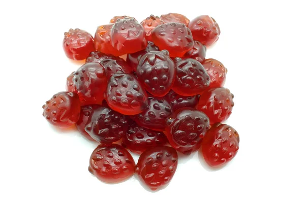 Heap of gummi red strawberry jelly — Stock Photo, Image