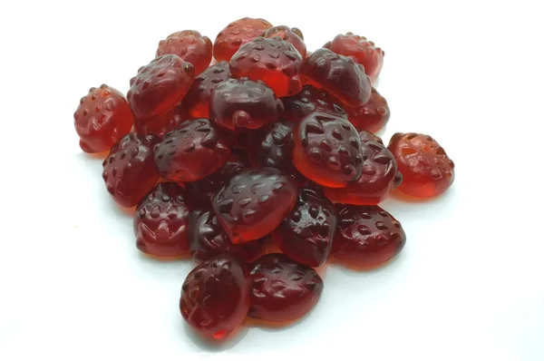 Heap of gummi red strawberry jelly — Stock Photo, Image