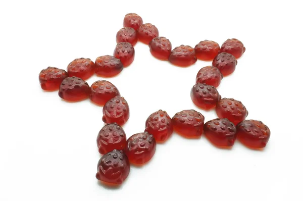 Star of gummi red strawberry jelly — Stock Photo, Image