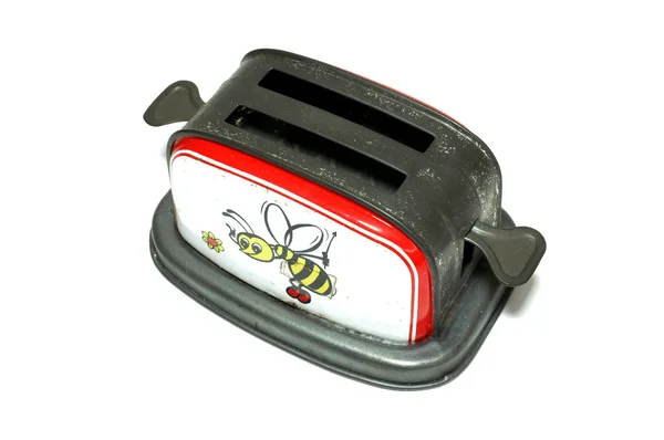 Altmodisches Toaster-Spielzeug mit Bienen-Cartoon — Stockfoto
