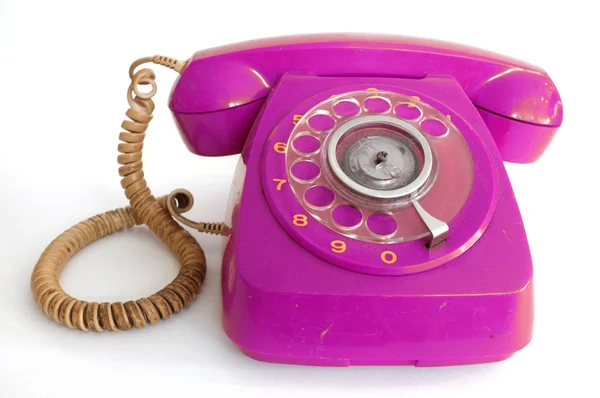 Pembe kırmızı retro rotary telefon arama — Stok fotoğraf