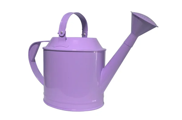 Lila, violett vattenkanna, potten på vit bakgrund — Stockfoto