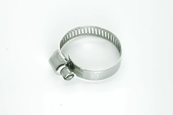 Metal hose clamp isolated on white background — Stock Photo, Image