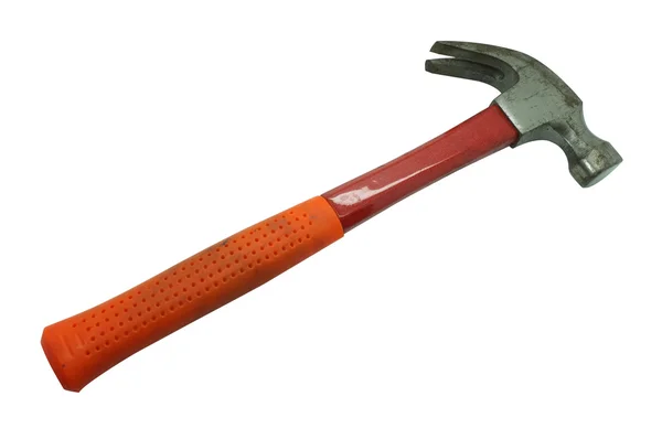 Narancssárga és red metal hammer elszigetelt fehér background — Stock Fotó
