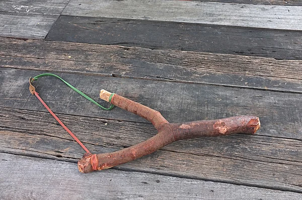 Catapulta de madeira estilingue, estilo doodle — Fotografia de Stock