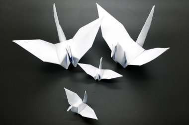 Beyaz origami turna, kuş, kağıt