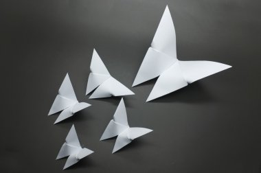 Beyaz origami kelebek kağıt