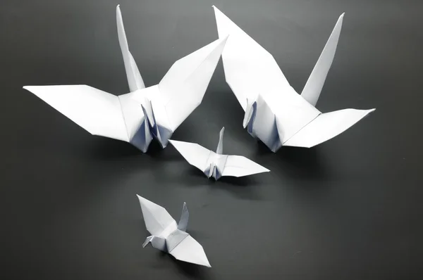 Gru origami bianca, uccello, carta — Foto Stock