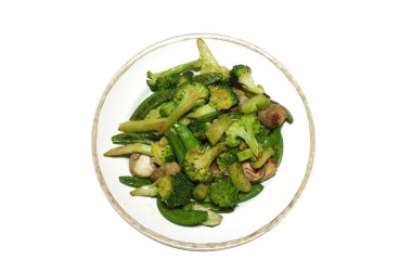 Karıştırın kızarmış brokoli ve yeşil bezelye, Asya tarzı