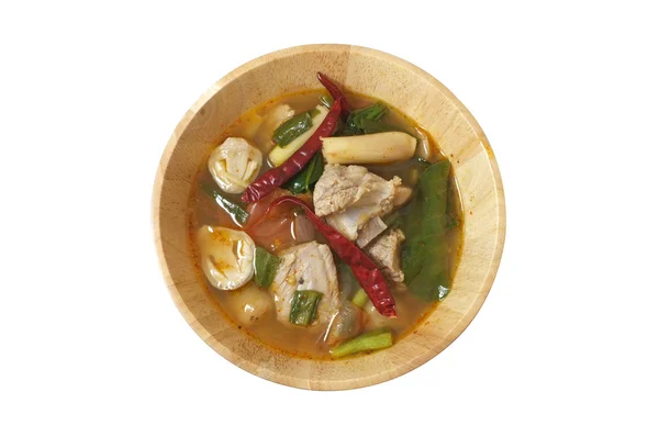 Côtes de porc soupe épicée aux herbes, cuisine thaïlandaise — Photo