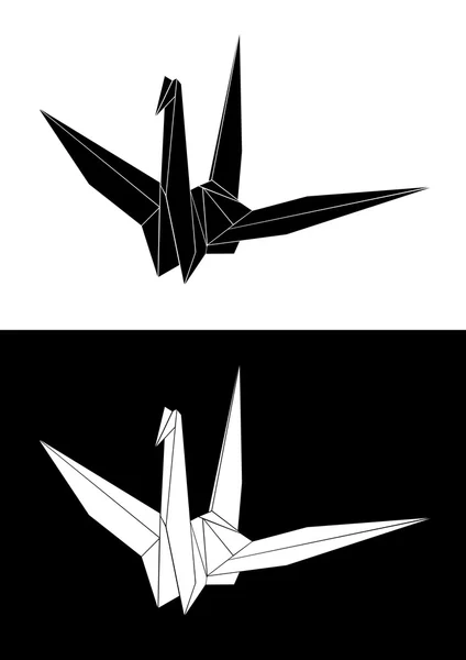 Gru origami bianca, uccello, carta — Vettoriale Stock
