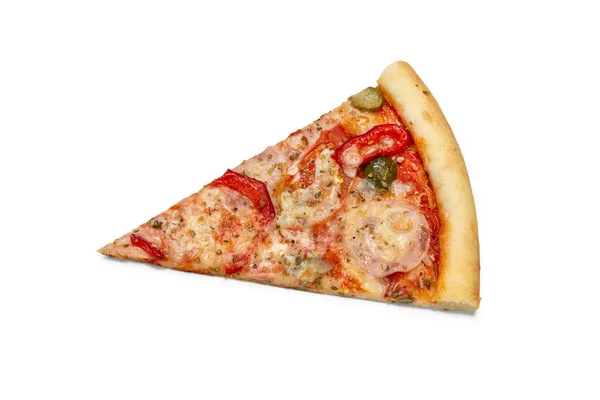 Zdjęcie Plasterka Włoskiej Pizzy Wykorzystania Pizzerii Reklamowej Menu Restauracji Kopiuj — Zdjęcie stockowe