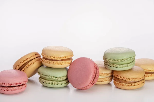 French Biscuit Biscuits Different Colors Macarons Close Studio Shot — Stock Photo, Image